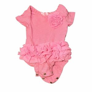Popatu Baby Girl Pink Ruffle Rosette Bodysuit 6-9M
